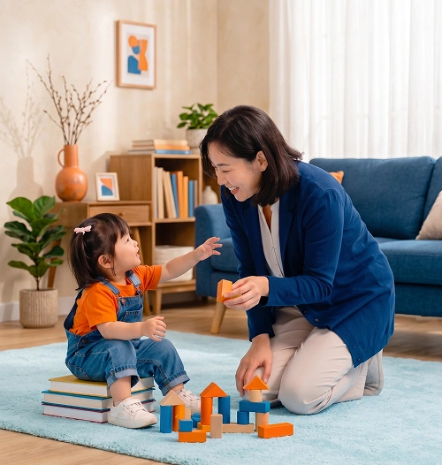 An educational assistant supporting a student in a classroom